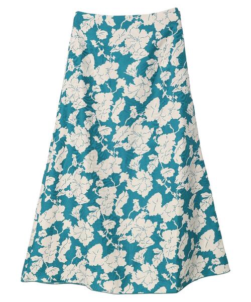 earth music&ecology（アースミュージックアンドエコロジー）の「フラワープリントジャガードスカート（スカート・レディース・ダークグリーン/バーガンディー・S/M）」の7枚目の写真