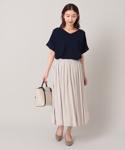 UNTITLED（アンタイトル）の「◆【セットでも単品でも】ドット柄 ミモレ丈スカート＜洗える／SETUP／ウエストゴム／通勤＞（スカート・レディース・ベージュ系その他4/ブルー系/ネイビー系・00/02/04/44/48）」の13枚目の写真