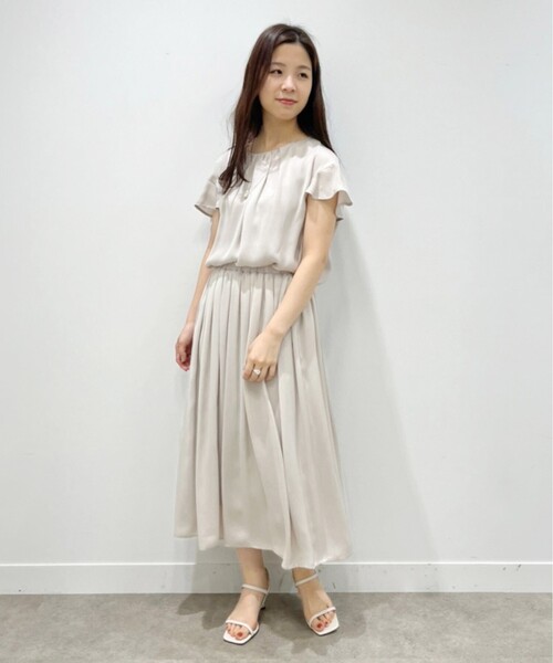 UNTITLED（アンタイトル）の「◆【セットでも単品でも】ドット柄 ミモレ丈スカート＜洗える／SETUP／ウエストゴム／通勤＞（スカート・レディース・ベージュ系その他4/ブルー系/ネイビー系・00/02/04/44/48）」の6枚目の写真