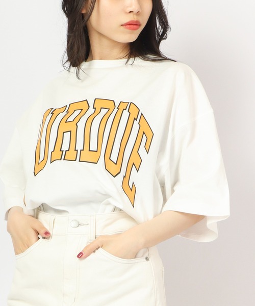 Revo.(レボ)の「Revo. USAコットン×リサイクルコットンルーズシルエット カレッジプリントTee(Tシャツ/カットソー・メンズ・ブルー系その他/ダークパープル/グリーン/ホワイト/ブラック・1/2)」の1枚目の写真