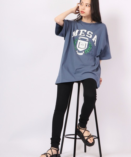 Revo.(レボ)の「Revo. USAコットン×リサイクルコットンルーズシルエット カレッジプリントTee(Tシャツ/カットソー・メンズ・ブルー系その他/ダークパープル/グリーン/ホワイト/ブラック・1/2)」の15枚目の写真