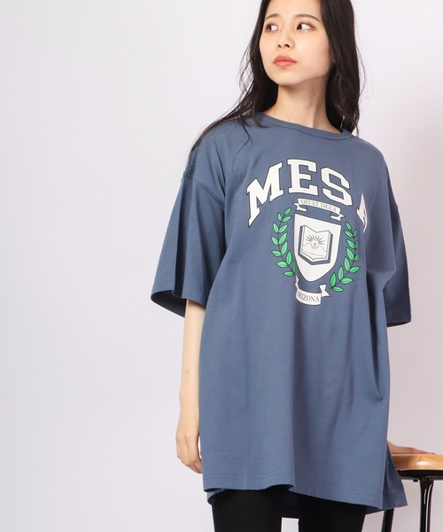 Revo.(レボ)の「Revo. USAコットン×リサイクルコットンルーズシルエット カレッジプリントTee(Tシャツ/カットソー・メンズ・ブルー系その他/ダークパープル/グリーン/ホワイト/ブラック・1/2)」の11枚目の写真