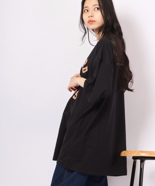 Revo.(レボ)の「Revo. USAコットン×リサイクルコットンルーズシルエット カレッジプリントTee(Tシャツ/カットソー・メンズ・ブルー系その他/ダークパープル/グリーン/ホワイト/ブラック・1/2)」の12枚目の写真