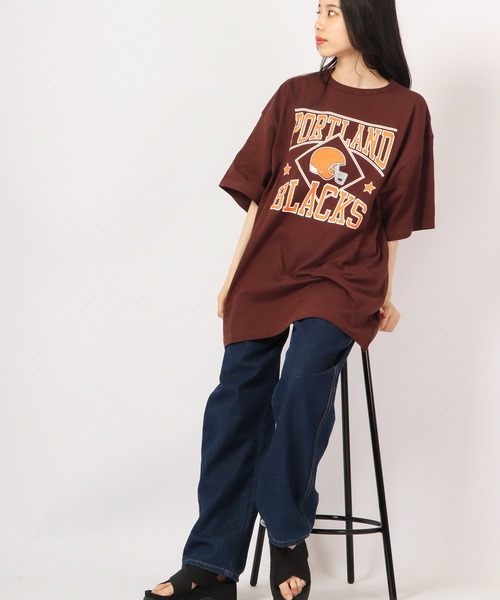 Revo.(レボ)の「Revo. USAコットン×リサイクルコットンルーズシルエット カレッジプリントTee(Tシャツ/カットソー・メンズ・ブルー系その他/ダークパープル/グリーン/ホワイト/ブラック・1/2)」の17枚目の写真