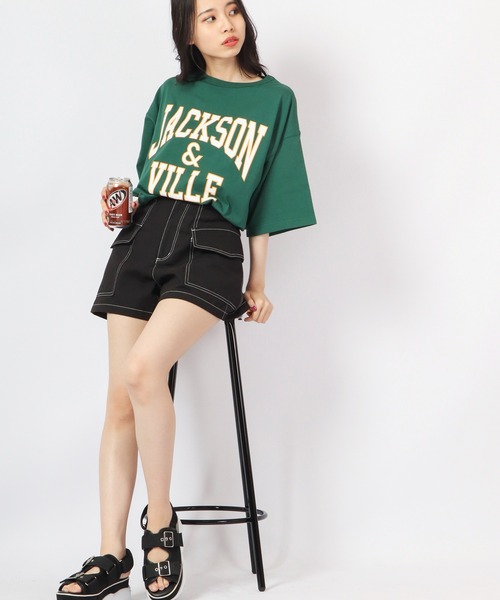 Revo.(レボ)の「Revo. USAコットン×リサイクルコットンルーズシルエット カレッジプリントTee(Tシャツ/カットソー・メンズ・ブルー系その他/ダークパープル/グリーン/ホワイト/ブラック・1/2)」の19枚目の写真