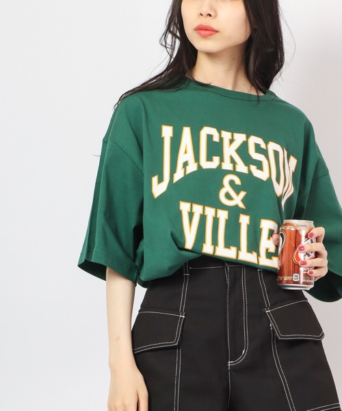 Revo.(レボ)の「Revo. USAコットン×リサイクルコットンルーズシルエット カレッジプリントTee(Tシャツ/カットソー・メンズ・ブルー系その他/ダークパープル/グリーン/ホワイト/ブラック・1/2)」の16枚目の写真