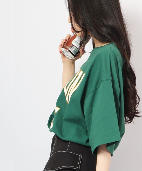 Revo.(レボ)の「Revo. USAコットン×リサイクルコットンルーズシルエット カレッジプリントTee(Tシャツ/カットソー・メンズ・ブルー系その他/ダークパープル/グリーン/ホワイト/ブラック・1/2)」の20枚目の写真