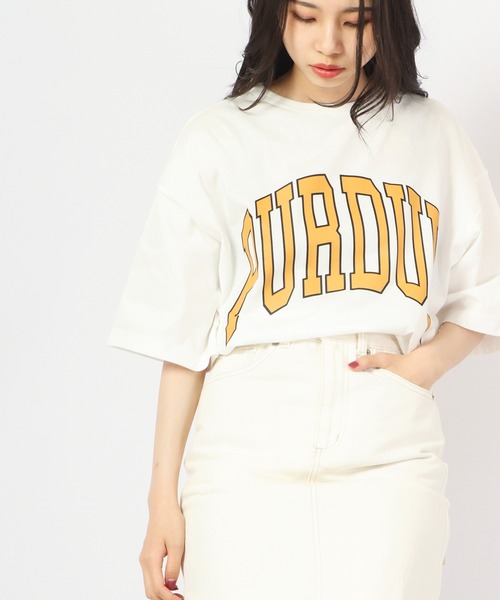Revo.(レボ)の「Revo. USAコットン×リサイクルコットンルーズシルエット カレッジプリントTee(Tシャツ/カットソー・メンズ・ブルー系その他/ダークパープル/グリーン/ホワイト/ブラック・1/2)」の18枚目の写真