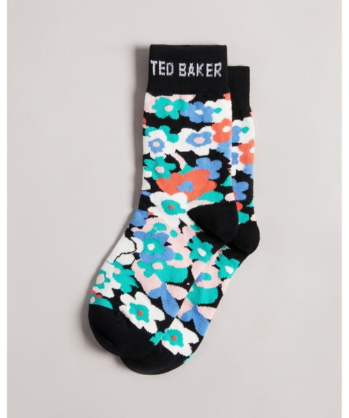 Ted Baker(テッドベーカー)の「SINARA フラワープリント ソックス(ソックス/靴下・レディース・ブラック・O/S)」の1枚目の写真
