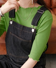 DISCOAT | 【前後2WAY】リブメロー5分袖プルオーバー(Tシャツ/カットソー)