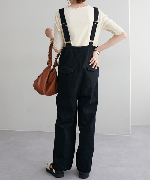 DISCOAT（ディスコート）の「【WEB限定】前後2WAYリブメロー5分袖プルオーバー（Tシャツ/カットソー・レディース・アイボリー/オフホワイト/ブラック/グリーン/ピンク・FREE）」の7枚目の写真