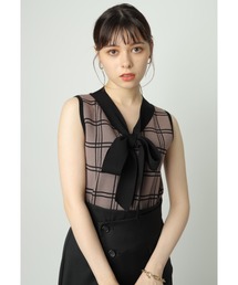 Rirandture - 新品タグつき ボウタイゆるニット Rirandture（リランドチュール）の「チェックジャガードボウタイ