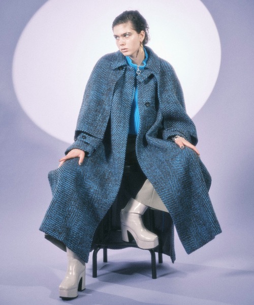 MAISON SPECIAL（メゾンスペシャル）の「ケープコート【MAISON SPECIAL/メゾンスペシャル】（ステンカラーコート・レディース・ブラウン/ブルー/ブラック/グリーン/マルチ・38/36）」の12枚目の写真