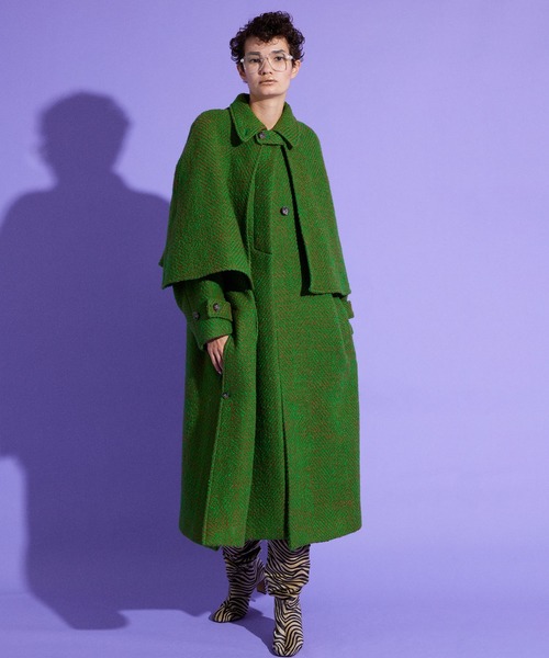 MAISON SPECIAL（メゾンスペシャル）の「ケープコート【MAISON SPECIAL/メゾンスペシャル】（ステンカラーコート・レディース・ブラウン/ブルー/ブラック/グリーン/マルチ・38/36）」の18枚目の写真