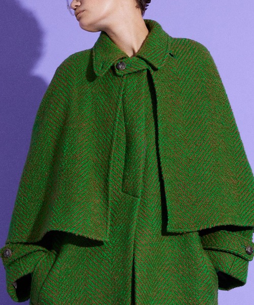 MAISON SPECIAL（メゾンスペシャル）の「ケープコート【MAISON SPECIAL/メゾンスペシャル】（ステンカラーコート・レディース・ブラウン/ブルー/ブラック/グリーン/マルチ・38/36）」の19枚目の写真