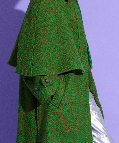 MAISON SPECIAL（メゾンスペシャル）の「ケープコート【MAISON SPECIAL/メゾンスペシャル】（ステンカラーコート・レディース・ブラウン/ブルー/ブラック/グリーン/マルチ・38/36）」の13枚目の写真