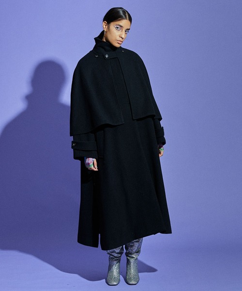 MAISON SPECIAL（メゾンスペシャル）の「ケープコート【MAISON SPECIAL/メゾンスペシャル】（ステンカラーコート・レディース・ブラウン/ブルー/ブラック/グリーン/マルチ・38/36）」の6枚目の写真