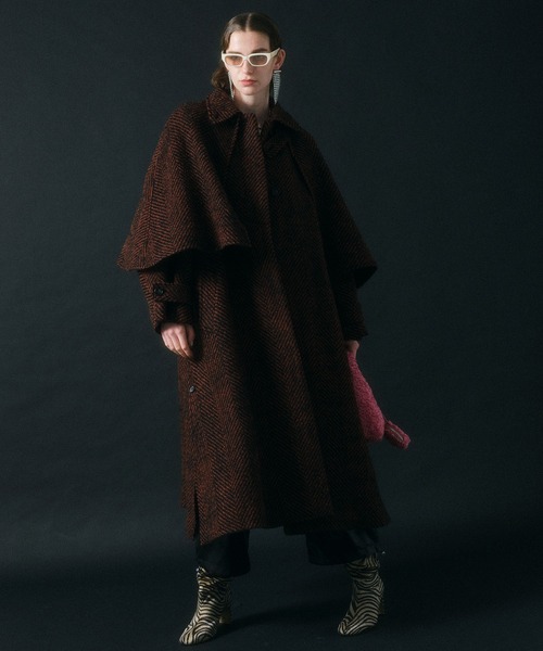 MAISON SPECIAL（メゾンスペシャル）の「ケープコート【MAISON SPECIAL/メゾンスペシャル】（ステンカラーコート・レディース・ブラウン/ブルー/ブラック/グリーン/マルチ・38/36）」の10枚目の写真