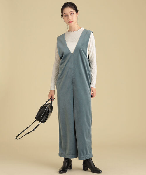 Ray BEAMS（レイビームス）の「Ray BEAMS / ベロア Vネック サロペット