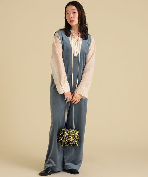 Ray BEAMS（レイビームス）の「Ray BEAMS / ベロア Vネック サロペット（サロペット/オーバーオール・レディース・ブラック/ブルー・1/0）」の20枚目の写真