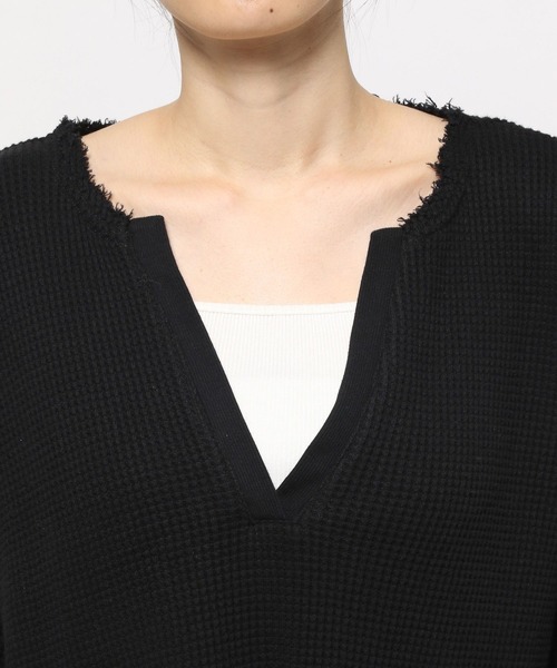 PAGEBOY(ページボーイ)の「CORE / ダメージワッフルトップス(Tシャツ/カットソー・レディース・ブラック/オフホワイト・FREE)」の8枚目の写真