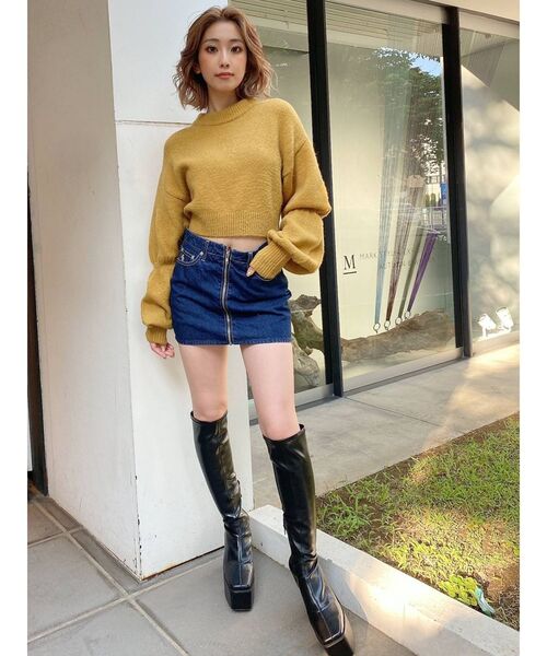 GYDA（ジェイダ）の「ハイウエスト ZIPデニム スカートライクショートパンツ（デニムスカート・レディース・ブラック/インディゴブルー・SMALL/MEDIUM）」の7枚目の写真
