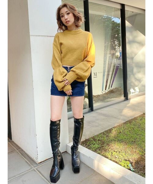 GYDA（ジェイダ）の「ハイウエスト ZIPデニム スカートライクショートパンツ（デニムスカート・レディース・ブラック/インディゴブルー・SMALL/MEDIUM）」の12枚目の写真