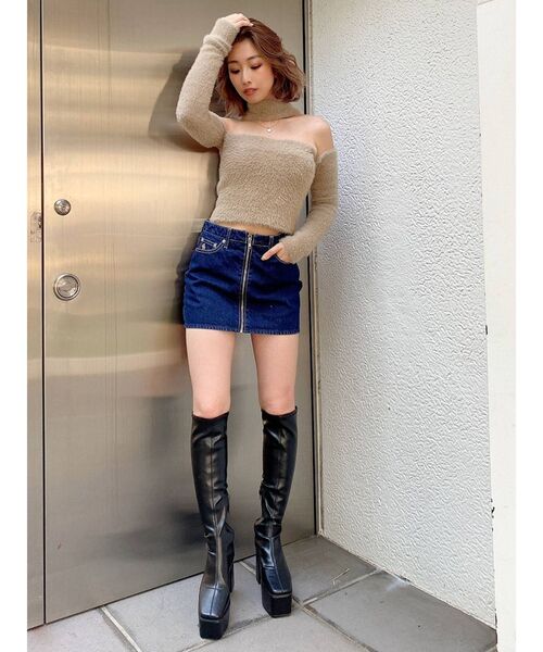 GYDA（ジェイダ）の「ハイウエスト ZIPデニム スカートライクショートパンツ（デニムスカート・レディース・ブラック/インディゴブルー・SMALL/MEDIUM）」の11枚目の写真