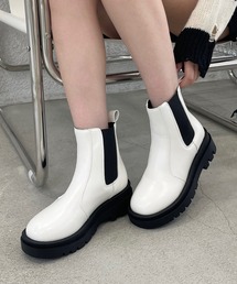 shopnikoniko | トラックソール サイドゴアブーツ フラット 厚底 チェルシーブーツ(ブーツ)