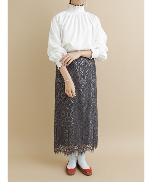 Te chichi（テチチ）の「シャーリングハイネックブラウス（シャツ/ブラウス・レディース・ブラック/オフホワイト/モカ・ﾌﾘ-）」の10枚目の写真