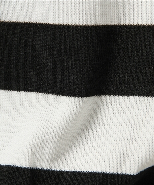 mystic（ミスティック）の「ボーダー袖フリルプルオーバー（Tシャツ/カットソー・レディース・ブラック/グレー/レッド・ﾌﾘ-）」の8枚目の写真