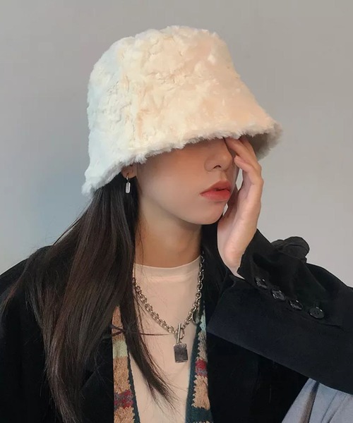 Auntie Rosa(アンティローザ)の「シンプルファーハット(ハット・レディース・ホワイト/ブラック/ベージュ・FREE)」の2枚目の写真