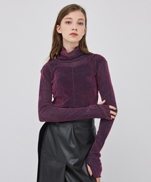 PUBLIC TOKYO | ベロアシースルーカットソー/ウォッシャブル(Tシャツ/カットソー)