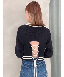 GYDA | BACK OPEN レースアップニットトップス(ニット/セーター)