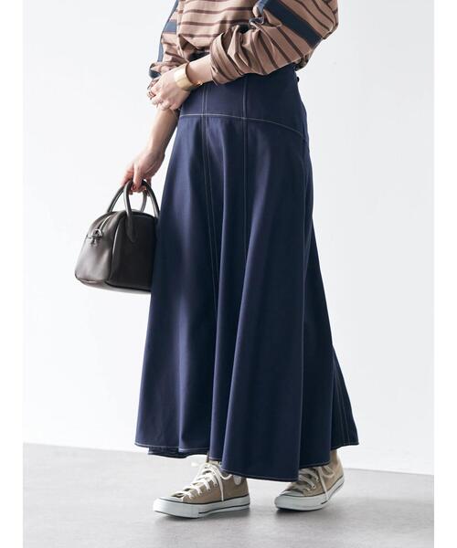 earth music&ecology（アースミュージックアンドエコロジー）の「配色ステッチスカート（スカート・レディース・ベージュ/ネイビー/バーガンディー・S/M）」の11枚目の写真