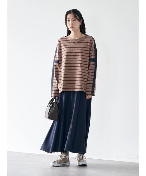 earth music&ecology（アースミュージックアンドエコロジー）の「配色ステッチスカート（スカート・レディース・ベージュ/ネイビー/バーガンディー・S/M）」の12枚目の写真