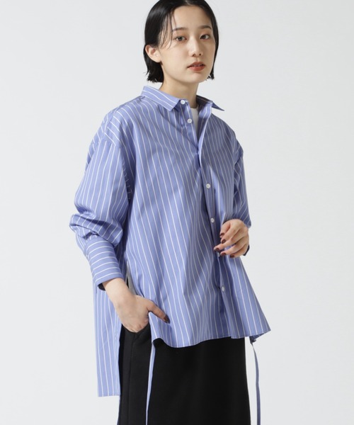 Toironier(トワロニエ)の「Toironier(トワロニエ ) ストライプギャザーシャツ(シャツ/ブラウス・レディース・ブラウン/ブルー・FREE/F)」の2枚目の写真