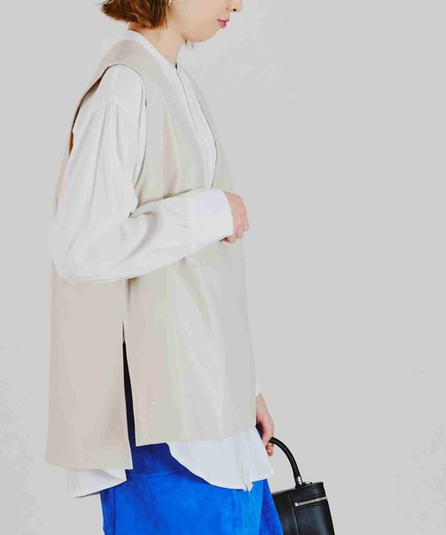 acro（アクロ）の「フェイクレザーベスト/AC2310（ベスト・レディース・アイボリー/ブラック・ﾌﾘ-）」の12枚目の写真