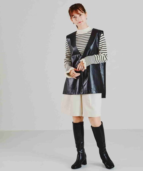 acro（アクロ）の「フェイクレザーベスト/AC2310（ベスト・レディース・アイボリー/ブラック・ﾌﾘ-）」の18枚目の写真