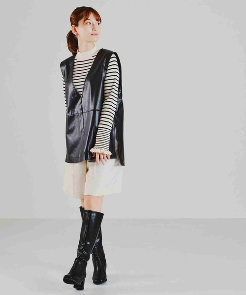 acro（アクロ）の「フェイクレザーベスト/AC2310（ベスト・レディース・アイボリー/ブラック・ﾌﾘ-）」の21枚目の写真