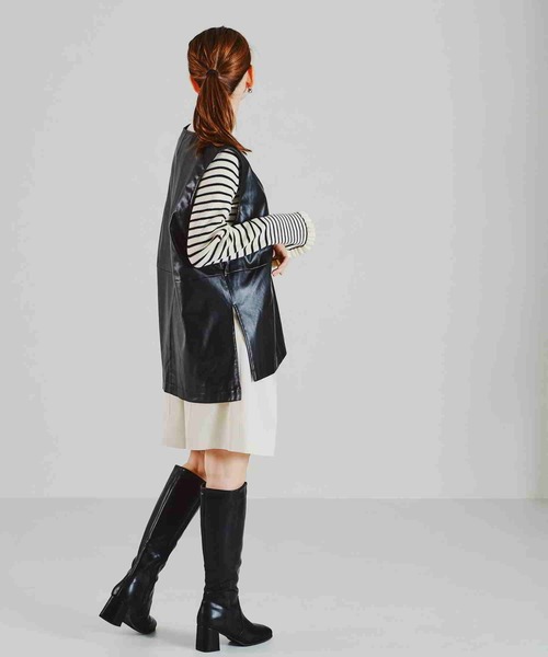 acro（アクロ）の「フェイクレザーベスト/AC2310（ベスト・レディース・アイボリー/ブラック・ﾌﾘ-）」の15枚目の写真