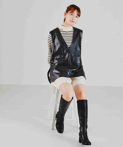 acro（アクロ）の「フェイクレザーベスト/AC2310（ベスト・レディース・アイボリー/ブラック・ﾌﾘ-）」の19枚目の写真