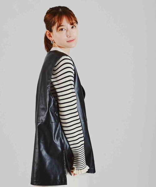 acro（アクロ）の「フェイクレザーベスト/AC2310（ベスト・レディース・アイボリー/ブラック・ﾌﾘ-）」の14枚目の写真