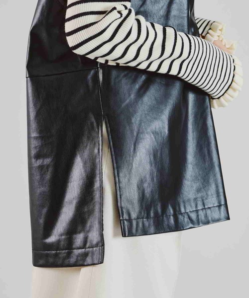 acro（アクロ）の「フェイクレザーベスト/AC2310（ベスト・レディース・アイボリー/ブラック・ﾌﾘ-）」の17枚目の写真