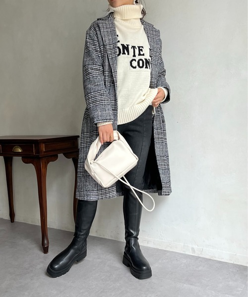 prose verse(プロズヴェール)の「グレンチェックチェスターコート(チェスターコート・レディース・ブラック/ブラウン・MEDIUM/LARGE)」の14枚目の写真
