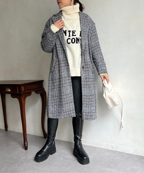 prose verse(プロズヴェール)の「グレンチェックチェスターコート(チェスターコート・レディース・ブラック/ブラウン・MEDIUM/LARGE)」の4枚目の写真