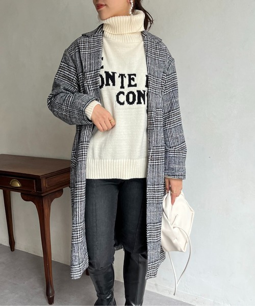 prose verse(プロズヴェール)の「グレンチェックチェスターコート(チェスターコート・レディース・ブラック/ブラウン・MEDIUM/LARGE)」の9枚目の写真