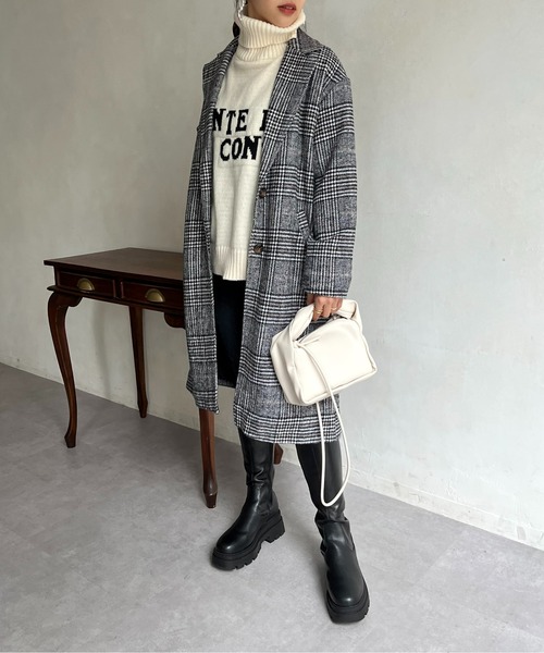 prose verse(プロズヴェール)の「グレンチェックチェスターコート(チェスターコート・レディース・ブラック/ブラウン・MEDIUM/LARGE)」の7枚目の写真
