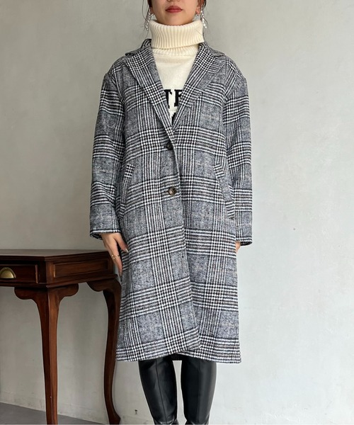 prose verse(プロズヴェール)の「グレンチェックチェスターコート(チェスターコート・レディース・ブラック/ブラウン・MEDIUM/LARGE)」の15枚目の写真