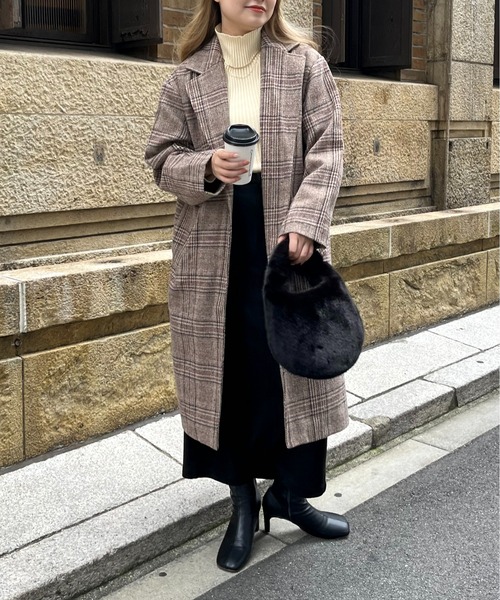 prose verse(プロズヴェール)の「グレンチェックチェスターコート(チェスターコート・レディース・ブラック/ブラウン・MEDIUM/LARGE)」の16枚目の写真